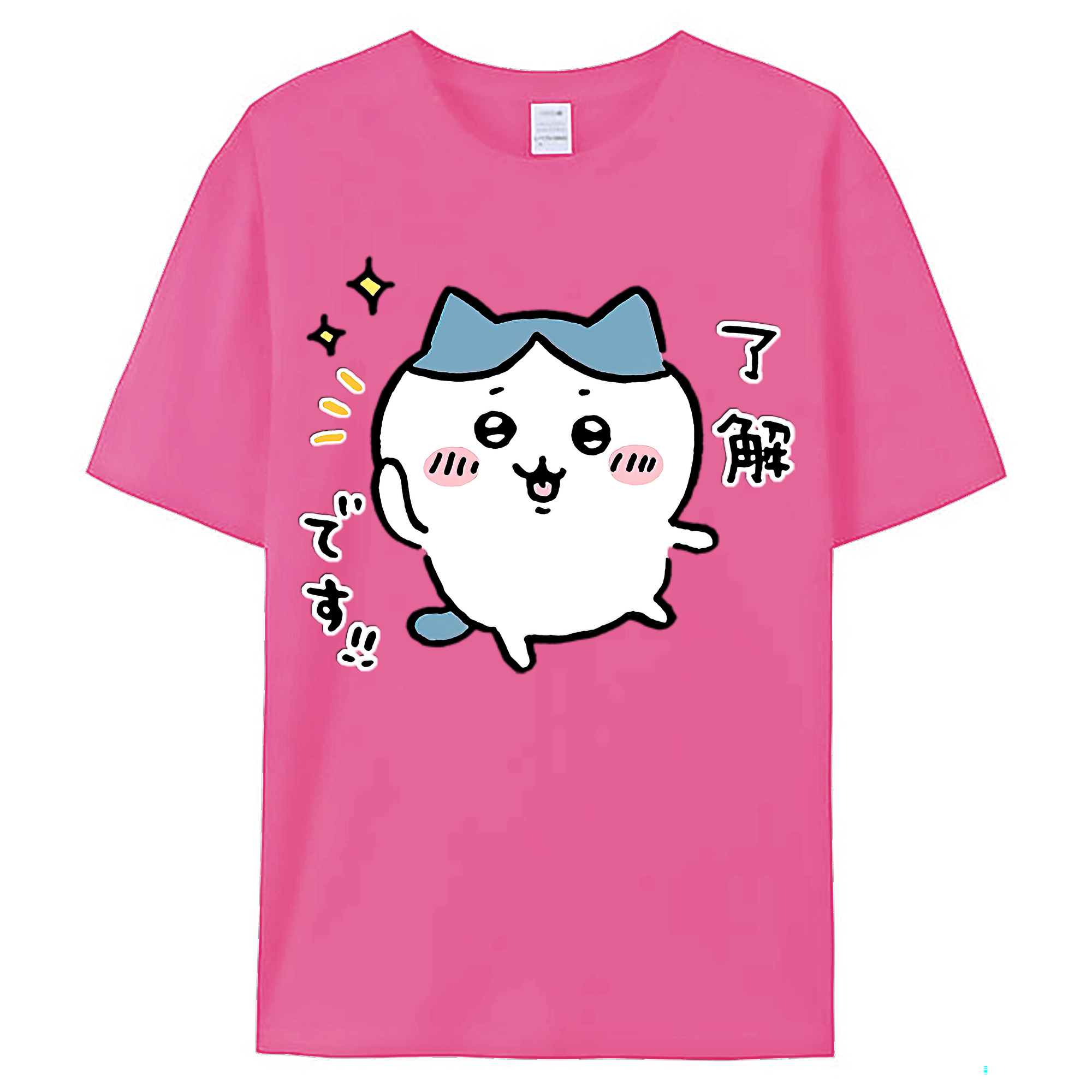 （画像用） ちいかわ ハチワレ Chii-kawa hachiware レディースカジュアルプリントTシャツ（綿100％）